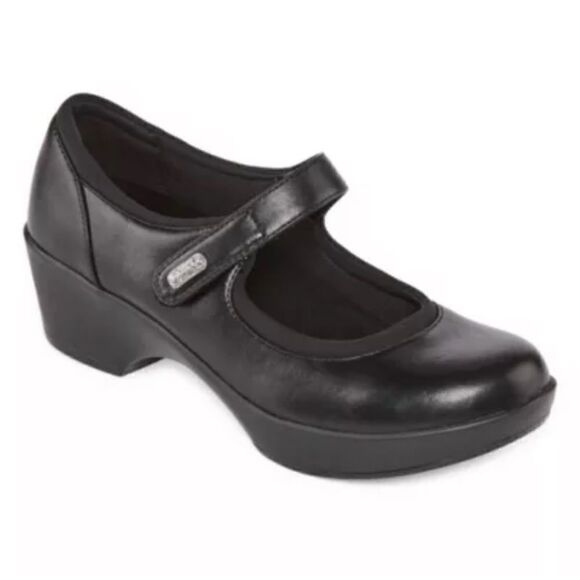 YUU Chandra Black Mary Jane Heeled Faux Leather Comfort Shoes - Picture 1 of 14